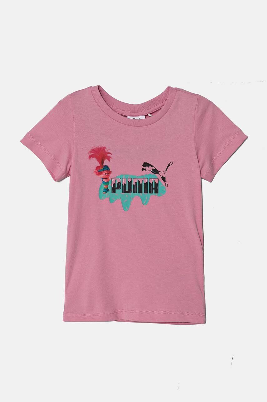 

Детская хлопковая футболка Puma X TROLLS Tee, розовый