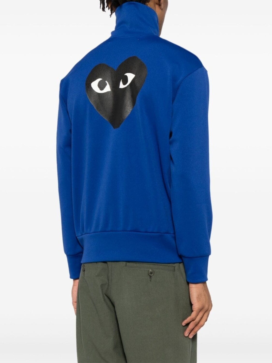 Comme Des Garçons Play трикотажная спортивная куртка с принтом в виде сердца, синий — фото 3