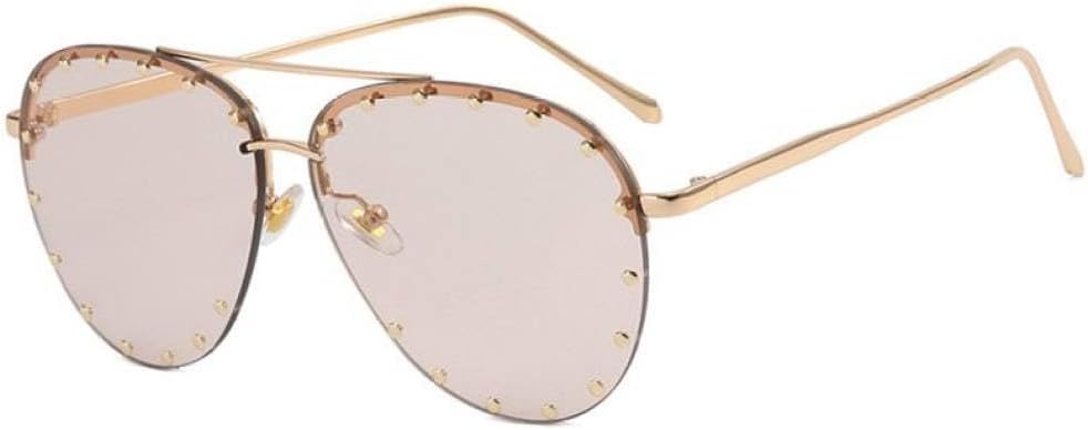 

Женские модные солнцезащитные очки с бриллиантовыми стразами, градиентным металлическим многоугольным оправой, без оправы, для защиты от солнца на открытом воздухе generic, Tea