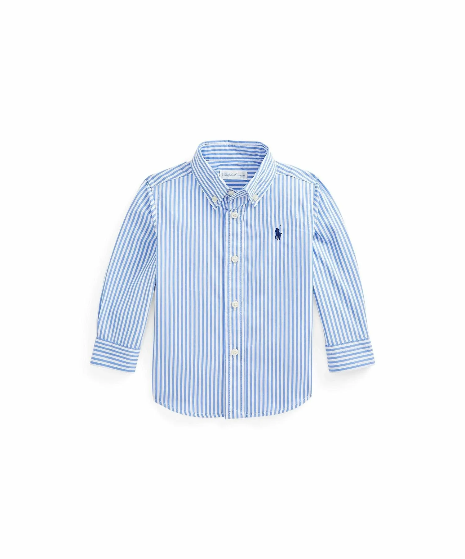 Детская полосатая хлопковая поплиновая рубашка Polo Ralph Lauren, 400 Blue
