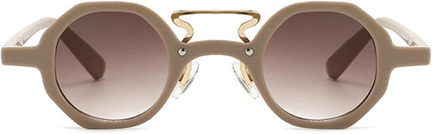 

Солнцезащитные очки Willochra Retro Polygon для женщин и мужчин, винтажные маленькие круглые солнцезащитные очки в стиле панк с двойной перемычкой, защита от ультрафиолета UV400, C6