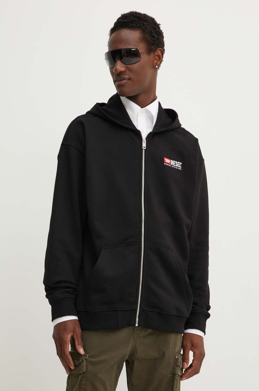 

S-BOXT-HOOD-ZIP-DIV хлопковая толстовка Diesel, черный