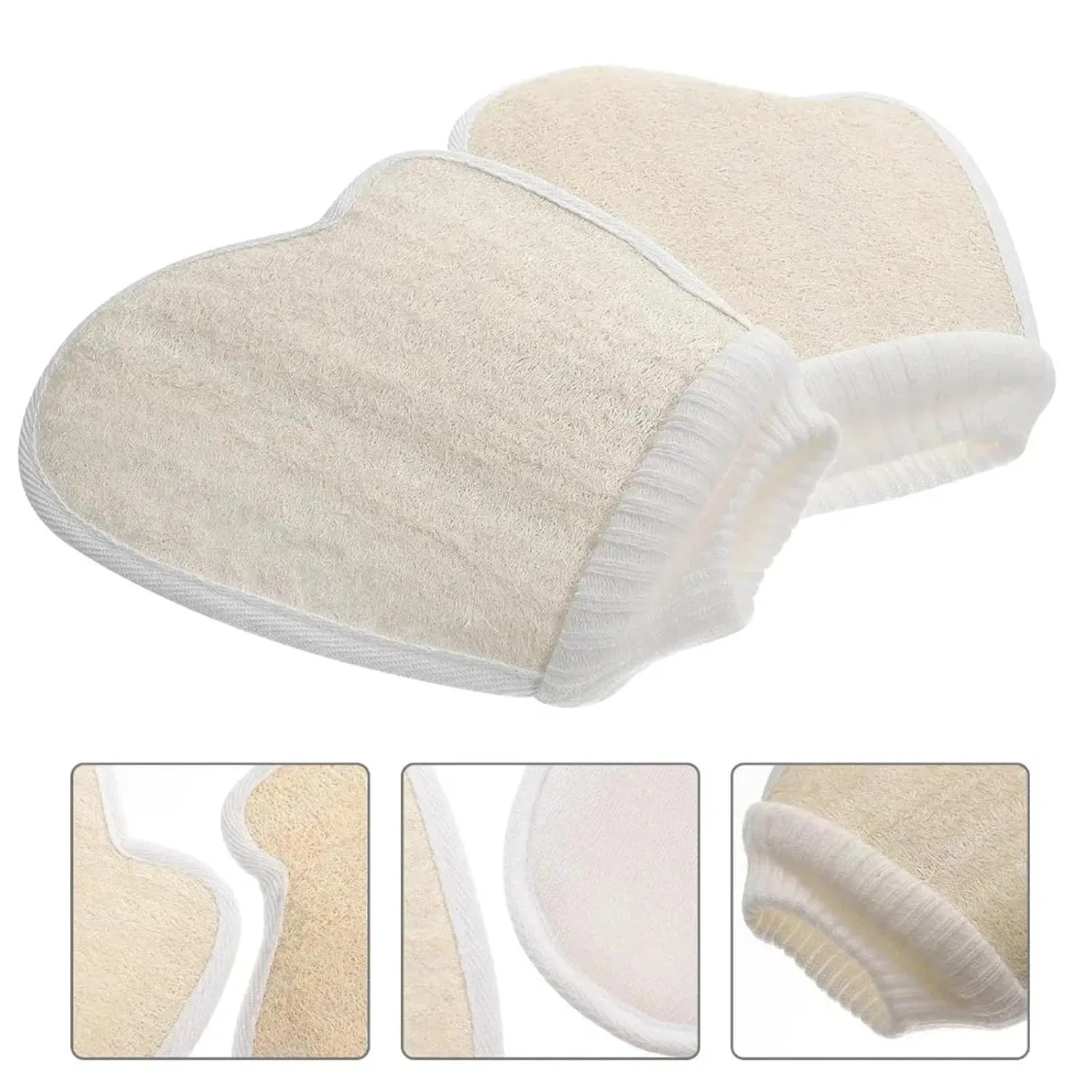 Мочалка для тела из люфы и хлопка, 2 шт, XUMKFJRE, 200 г, 2pcs — фото 3