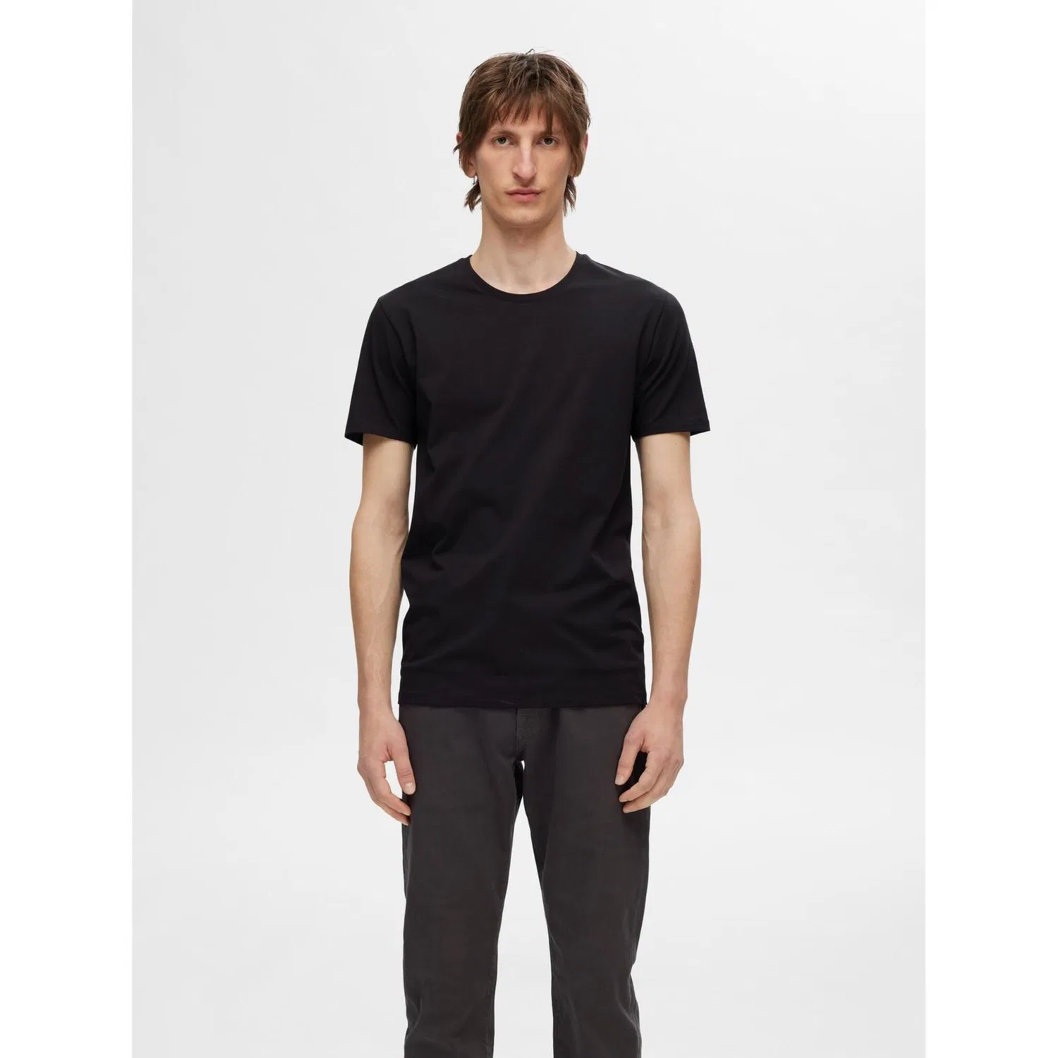 Детская хлопковая футболка с круглым вырезом Selected Homme, Black — фото 2