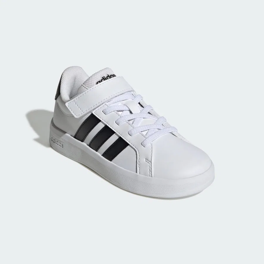 Детские кроссовки с эластичными шнурками Grand Court 3.0 Shoes Children adidas, Черно-белый — фото 3