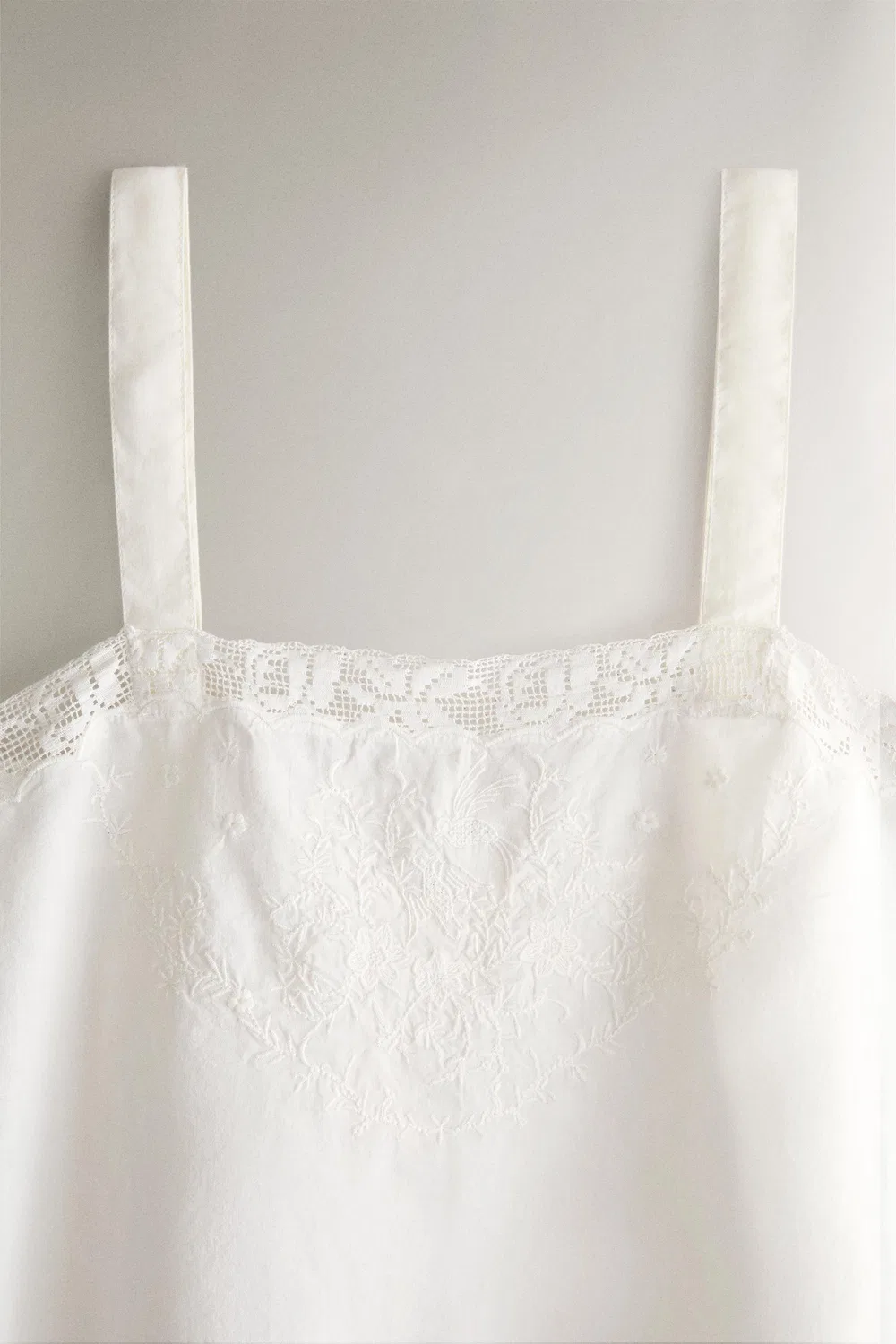Хлопковый топ с вышивкой ZARA, Oyster-white — фото 3