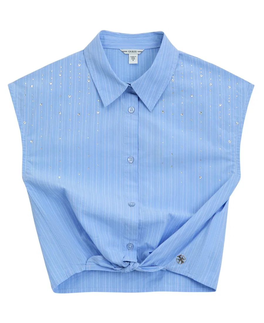 Детская рубашка без рукавов с узлом и стразами GUESS, Blue