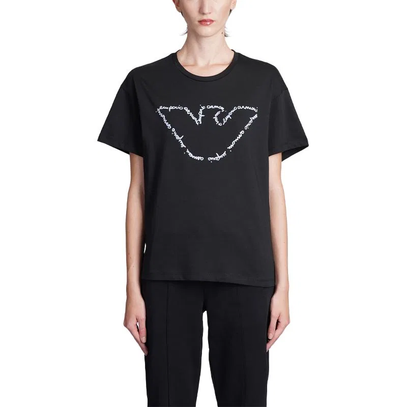 Футболка с круглым вырезом, свободный крой, Emporio Armani, Black — фото 3