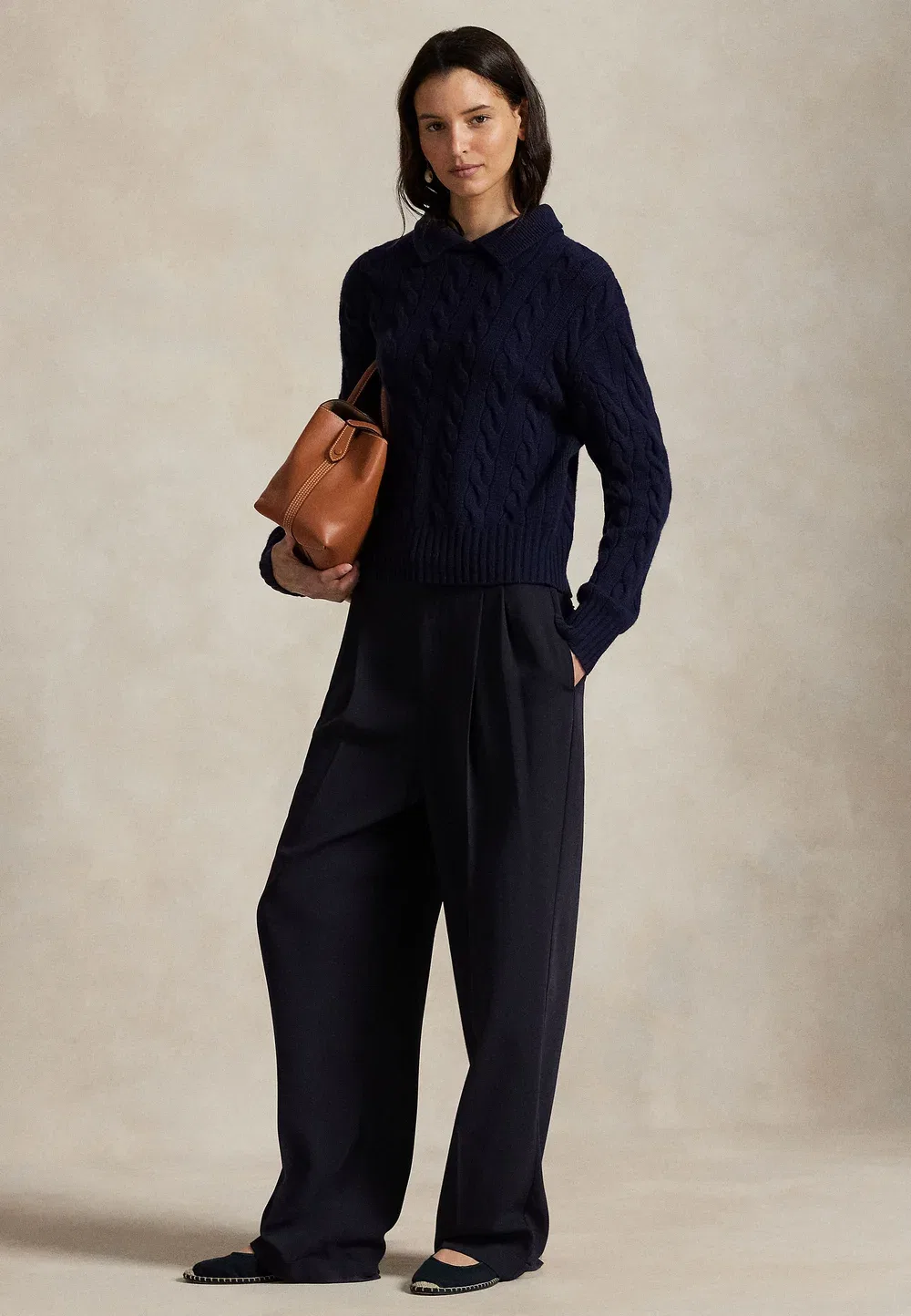 Свитер-Поло из шерсти и кашемира крупной вязки Polo Ralph Lauren, Hunter Navy — фото 2