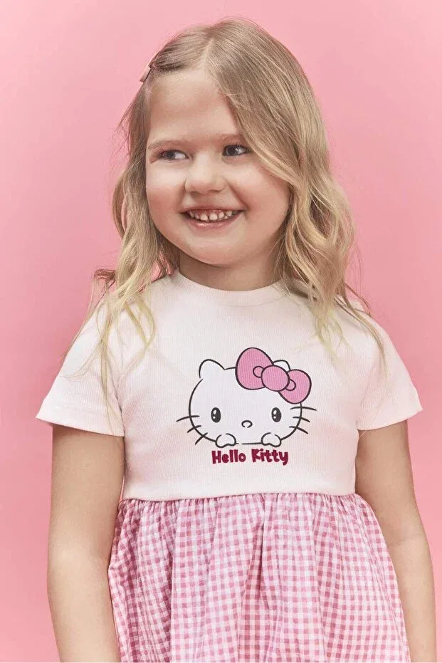 Детское платье для девочек с принтом Hello Kitty Defacto, Ecru-Er105