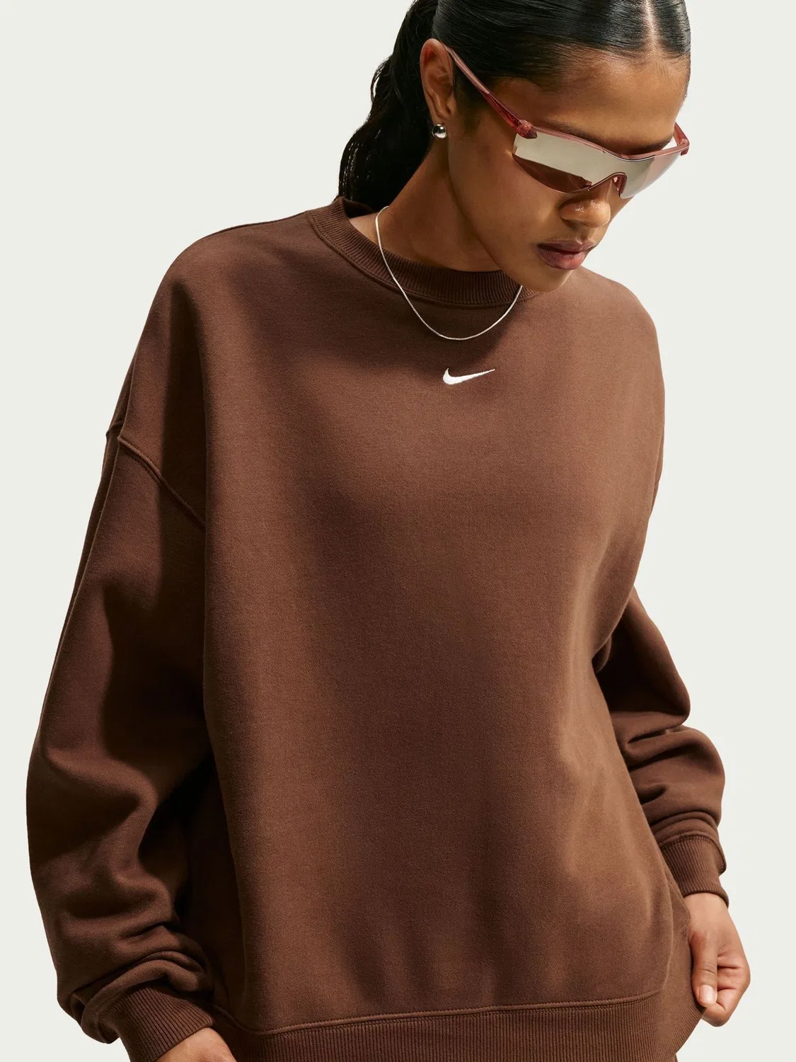 Свитшот женский оверсайз Studio Fleece Nike, Cacao Wow Brown