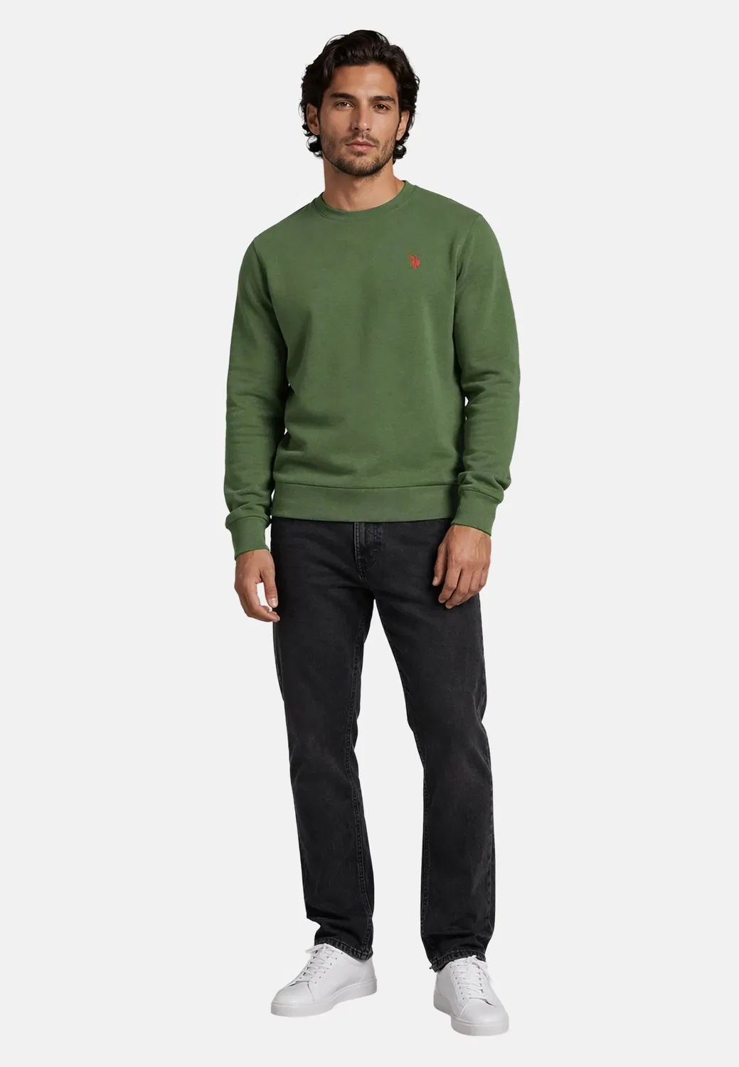 Мужской свитер с круглым вырезом USJaxxon U.S. Polo Assn., Olive-Rust — фото 3