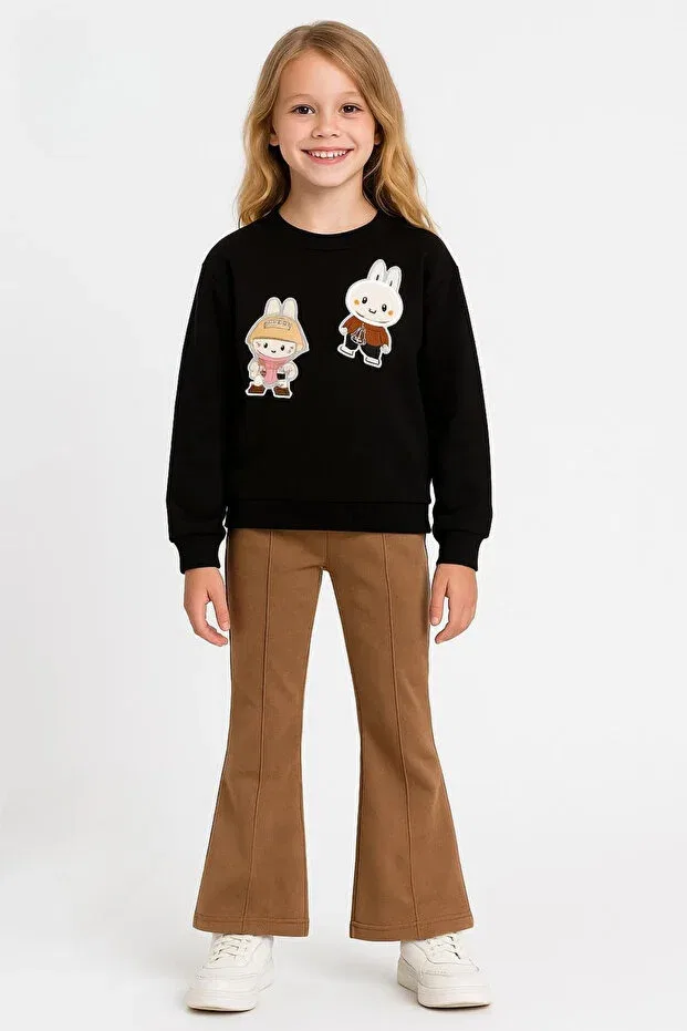 Детское платье-свитшот для девочек с принтом Labubu girl sweatshirt Escabel, Black