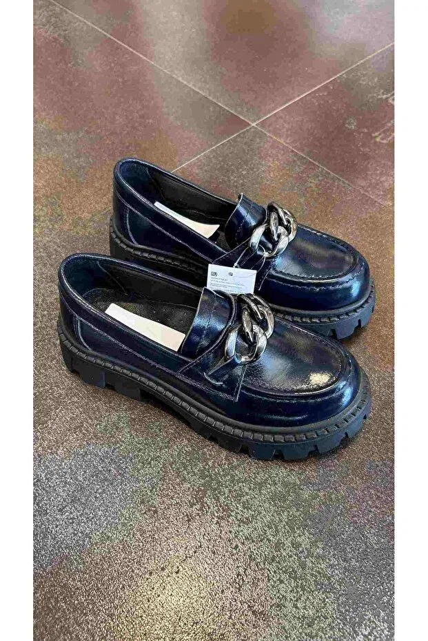 Детские туфли для девочек без застежек Moona Kids, Navy Blue