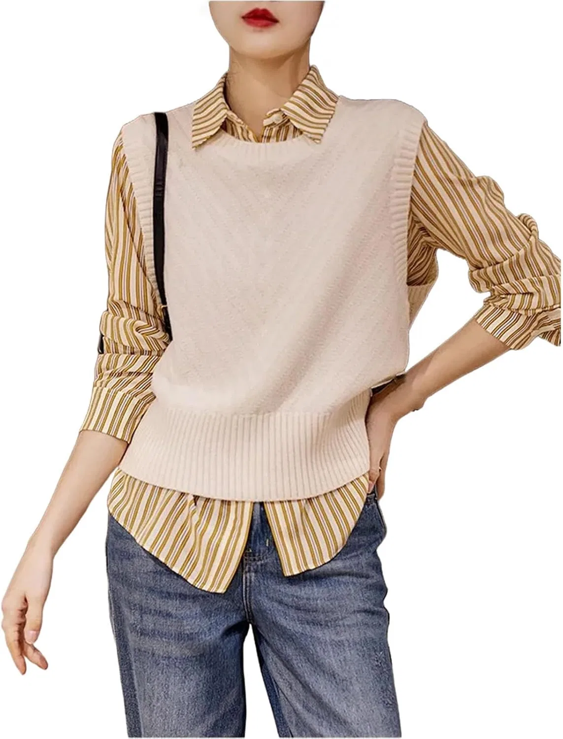 Женский жилет-свитер без рукавов, Merino Wool, белый