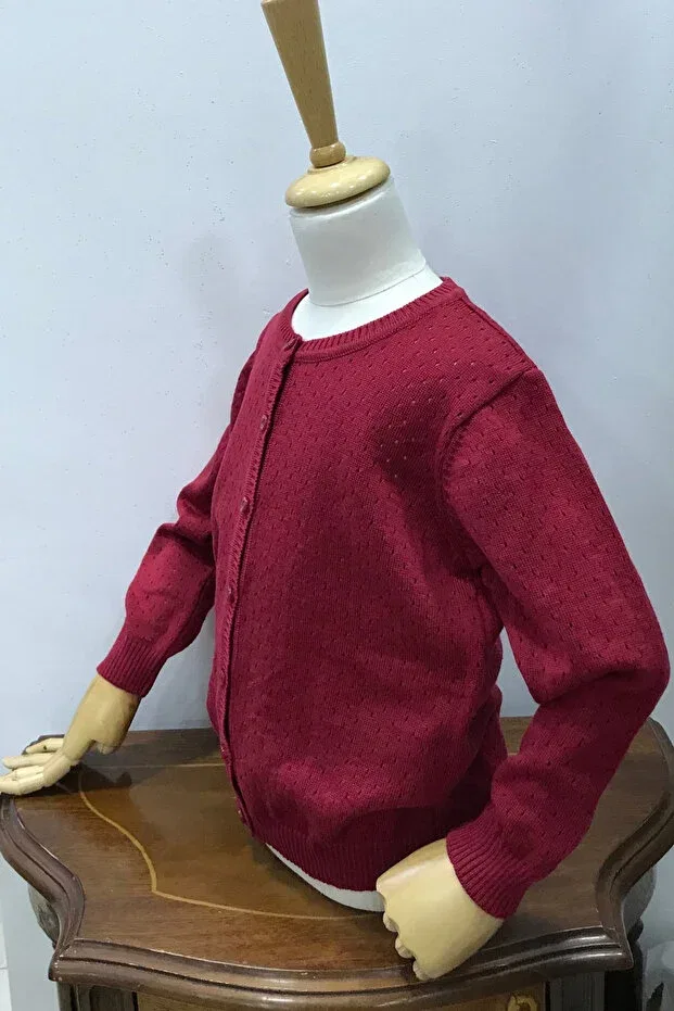 Детский кардиган для девочек с длинным рукавом Nonno Kids, Burgundy — фото 2