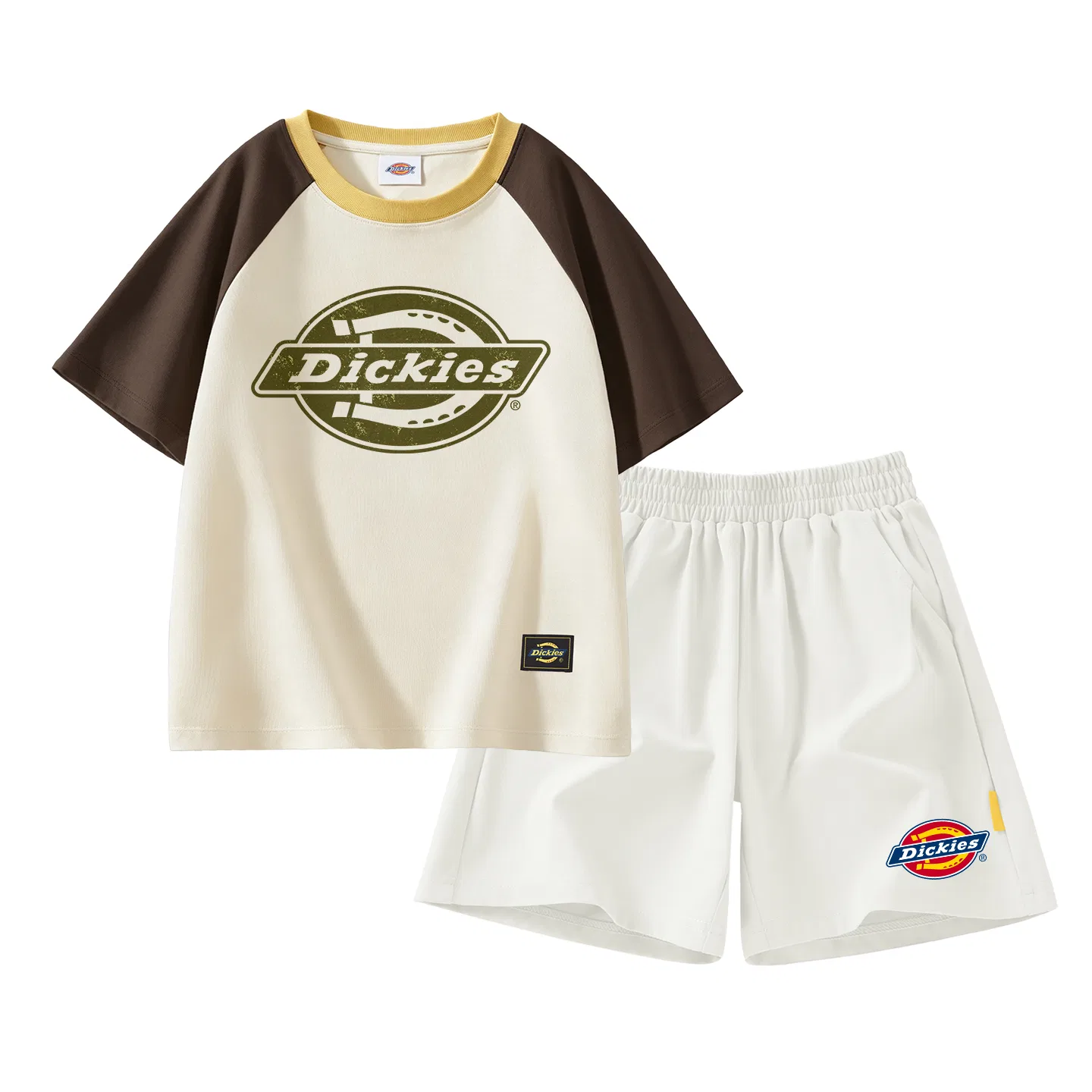 Детский спортивный комплект с принтом Dickies, Seaweed Standard Milk Brown Coffee+Standard K_Bottom Right Mist White