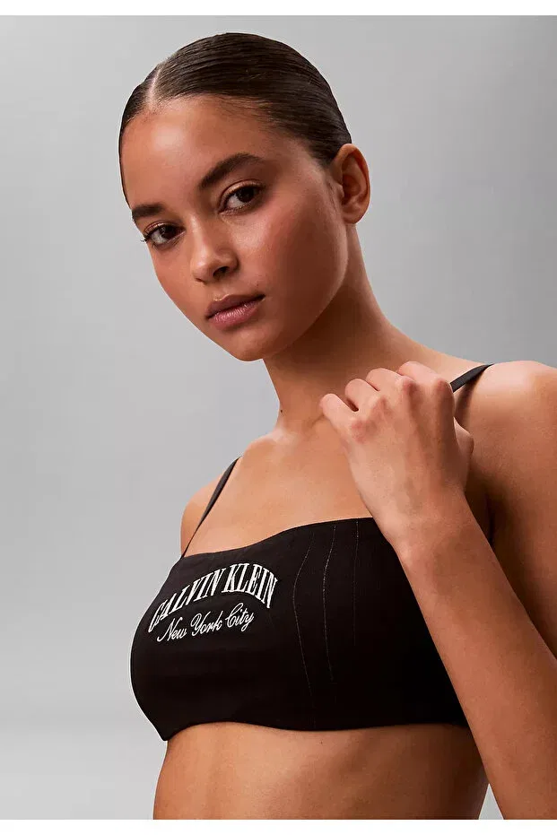 Женский хлопковый бюстгальтер без бретелек Calvin Klein, Black — фото 4