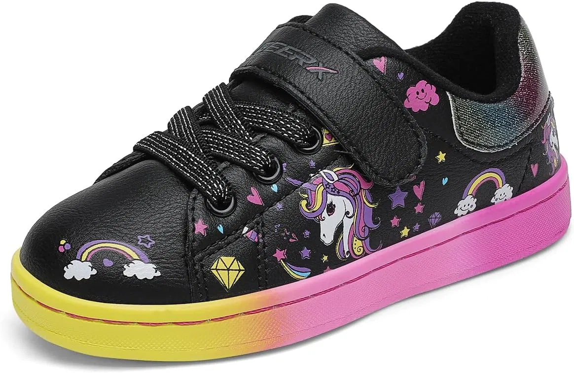 Детские кроссовки для девочек с принтом Unicorn GEERX, Black Fuchsia