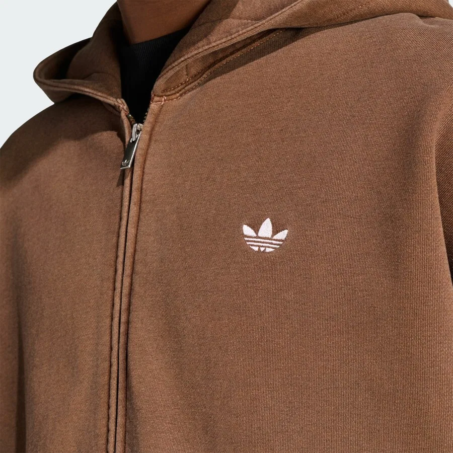 Худи на молнии ADIDAS ORIGINALS 'Trefoil Essentials' коричневого цвета — фото 3