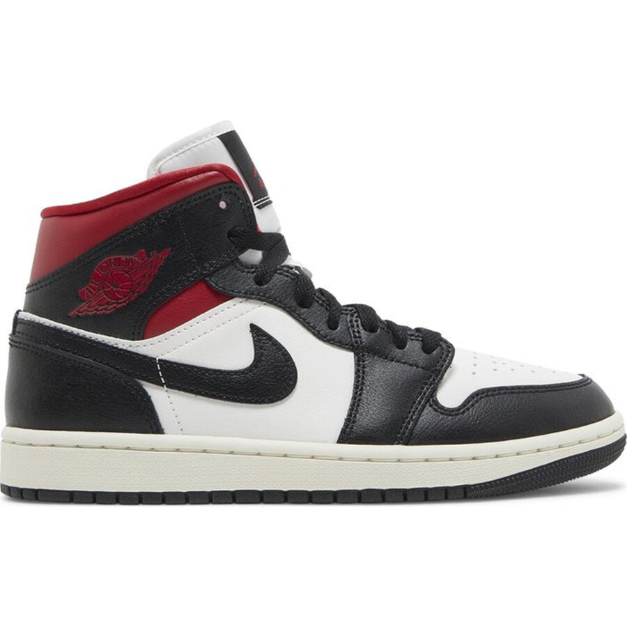 

Кроссовки Nike Air Jordan Wmns 1 Mid 'Black Sail Gym Red', белый/черный/красный, Черный;белый, Кроссовки Nike Air Jordan Wmns 1 Mid 'Black Sail Gym Red', белый/черный/красный