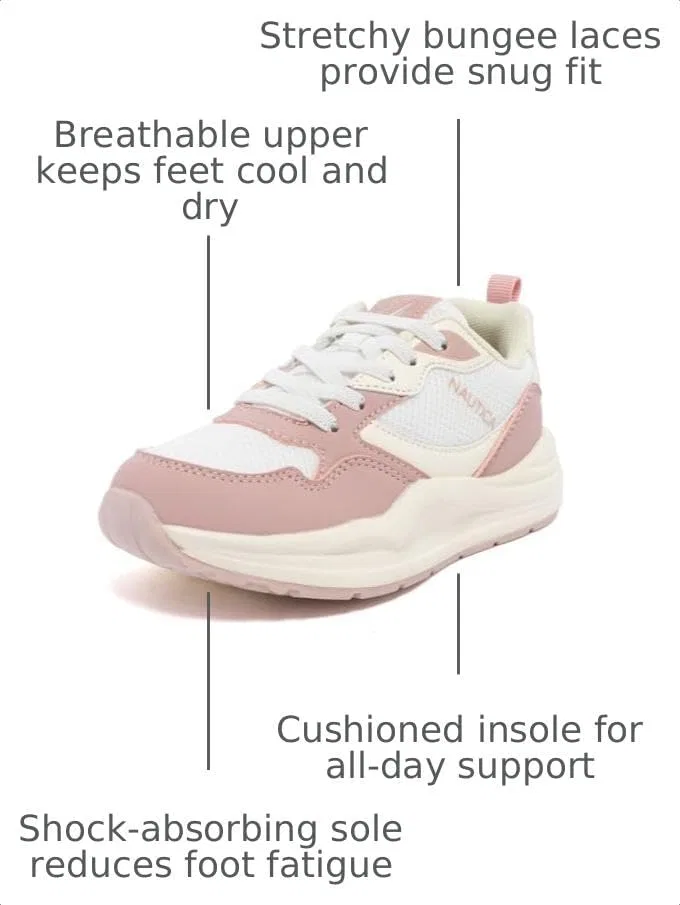 Детские кроссовки для девочек с принтом Nautica, Bone Blush — фото 3