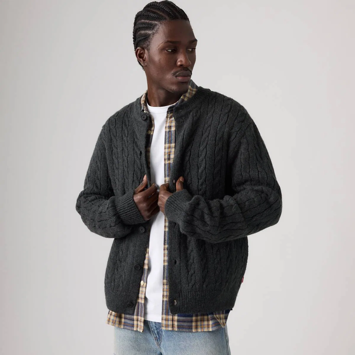 Кардиган Fulton Levi's, Dark Gray Heather - White