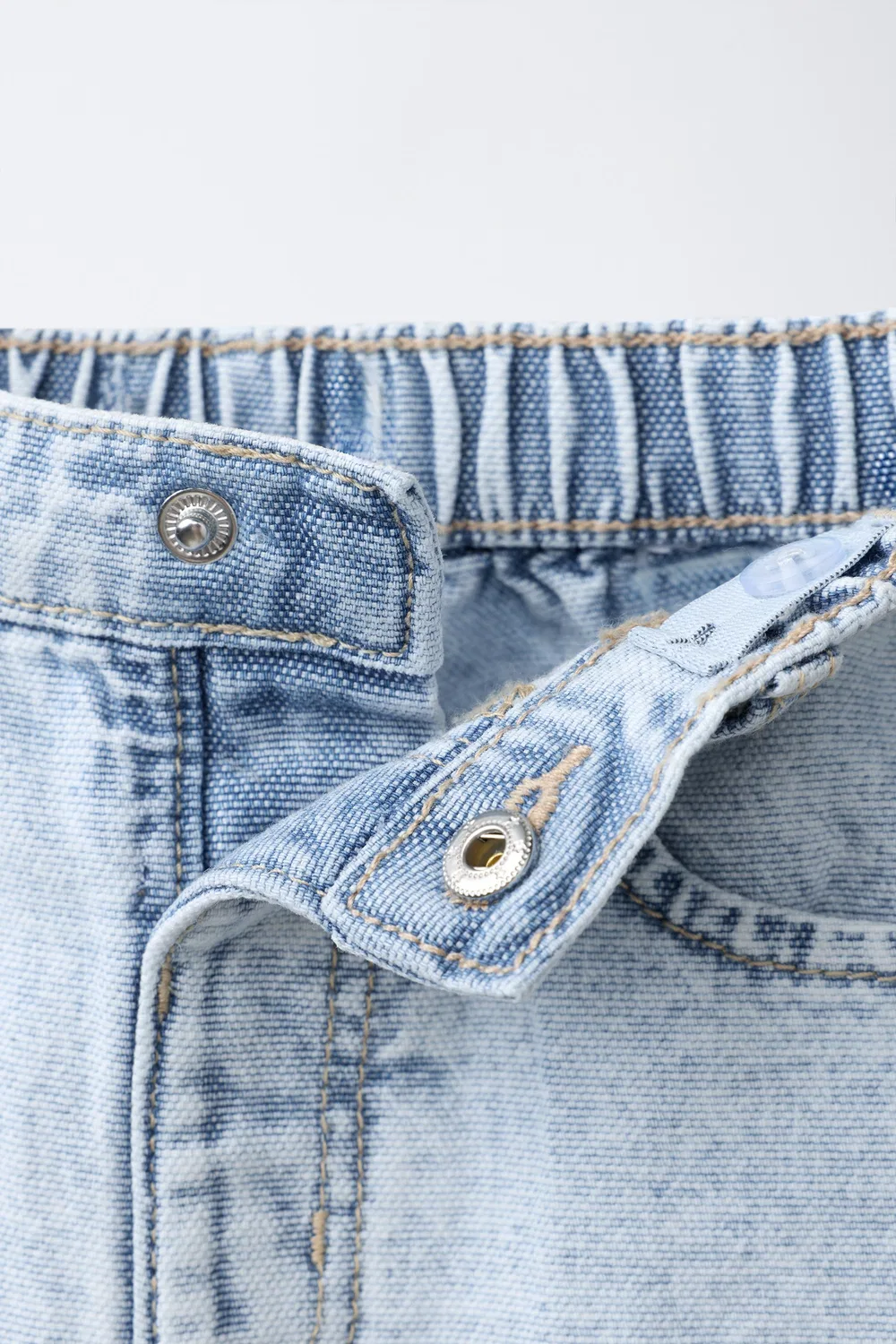 Джинсы из парусины бочкообразной формы с декоративными швами ZARA, Light Blue — фото 3