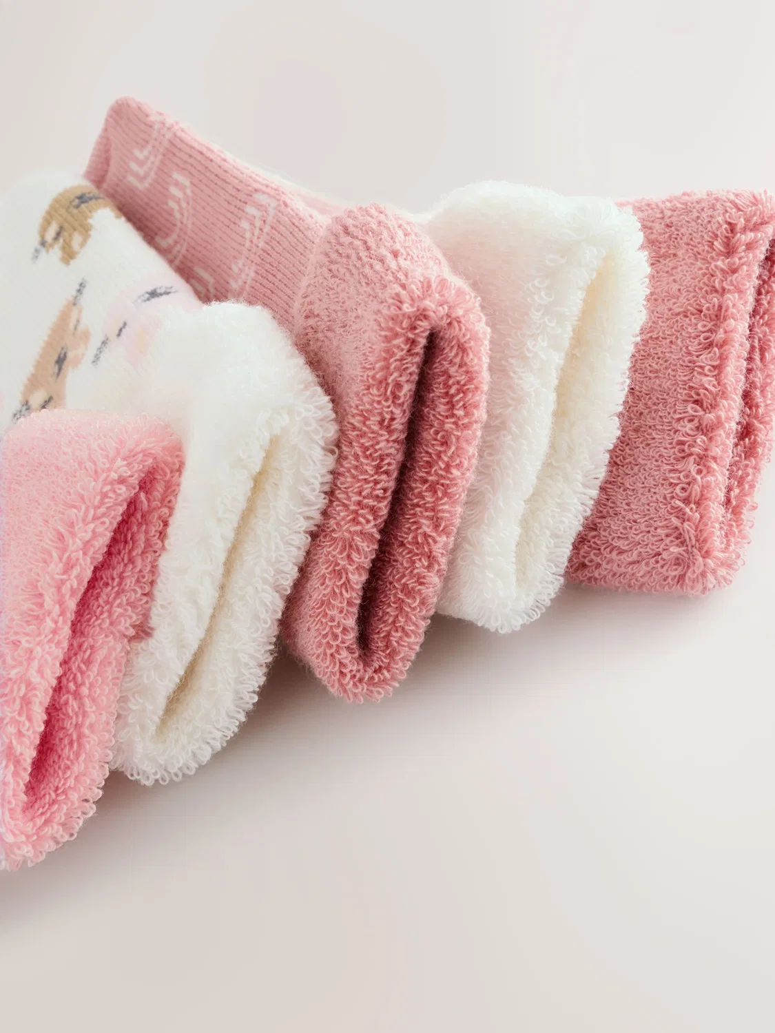 Носки детские 5 пар махровые, Pink Baby Roll Top Towelling Socks 5 Pack Next, розовый — фото 3