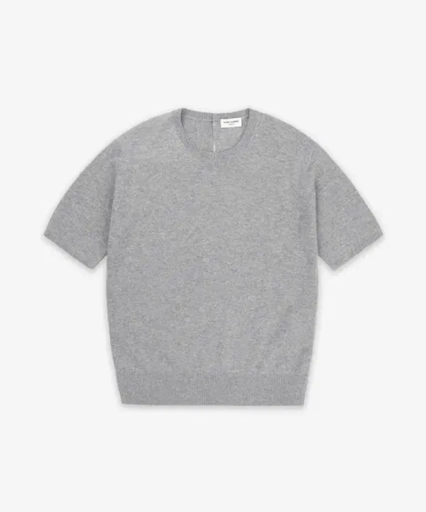 Круглый вырез, короткий рукав, джемпер, Saint Laurent, серый