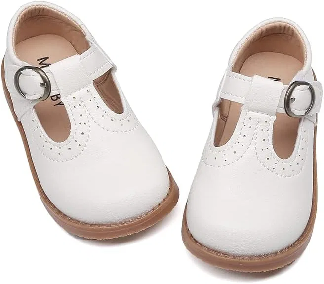 Детские туфли для девочек с Т-образным ремешком Classic Dress Flats Chiximaxu, White — фото 3