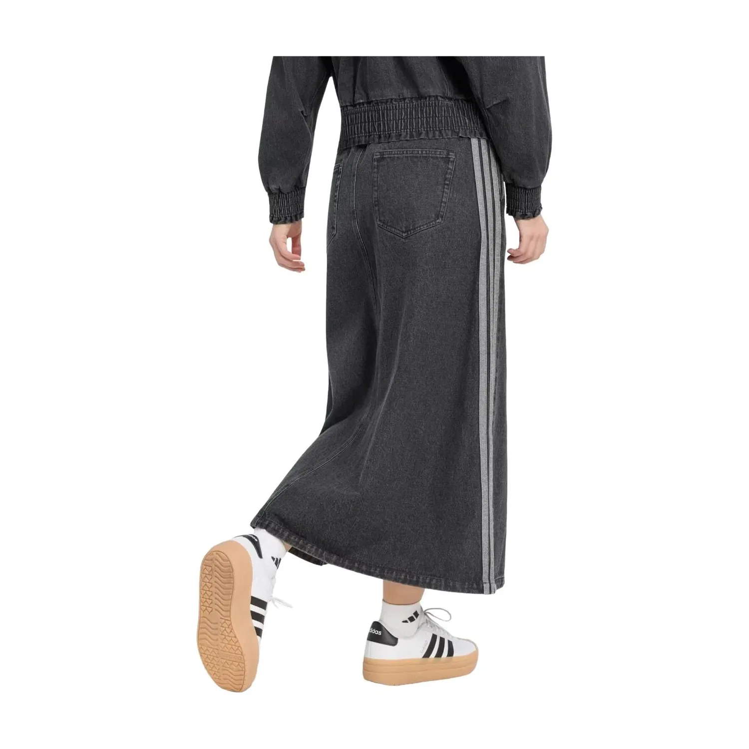 Женская юбка Stadium Washed Denim Loose Fit Skirt Asia Sizing 'Black' adidas, черный — фото 3