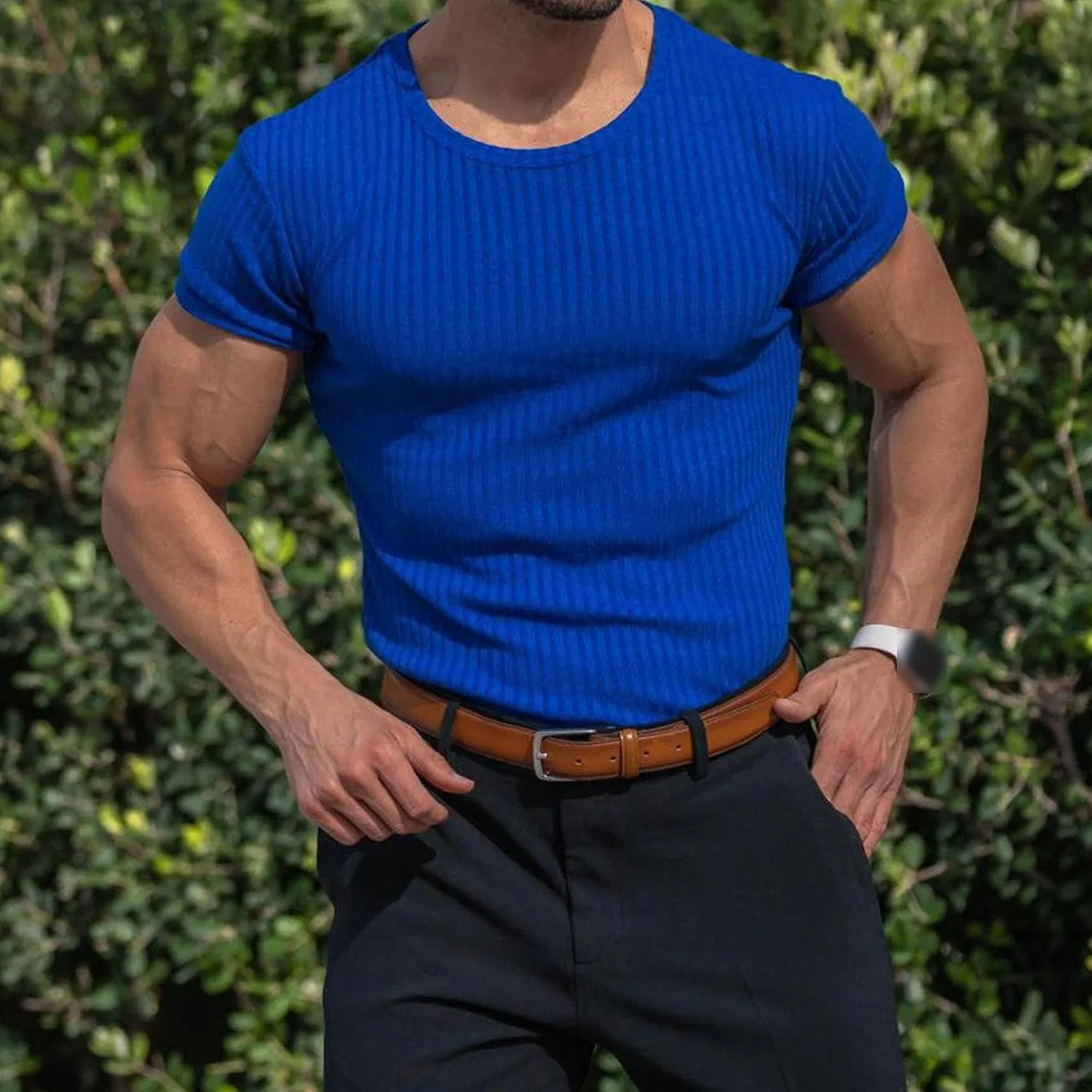 Мужская облегающая футболка для бодибилдинга Athletic, Blue — фото 2