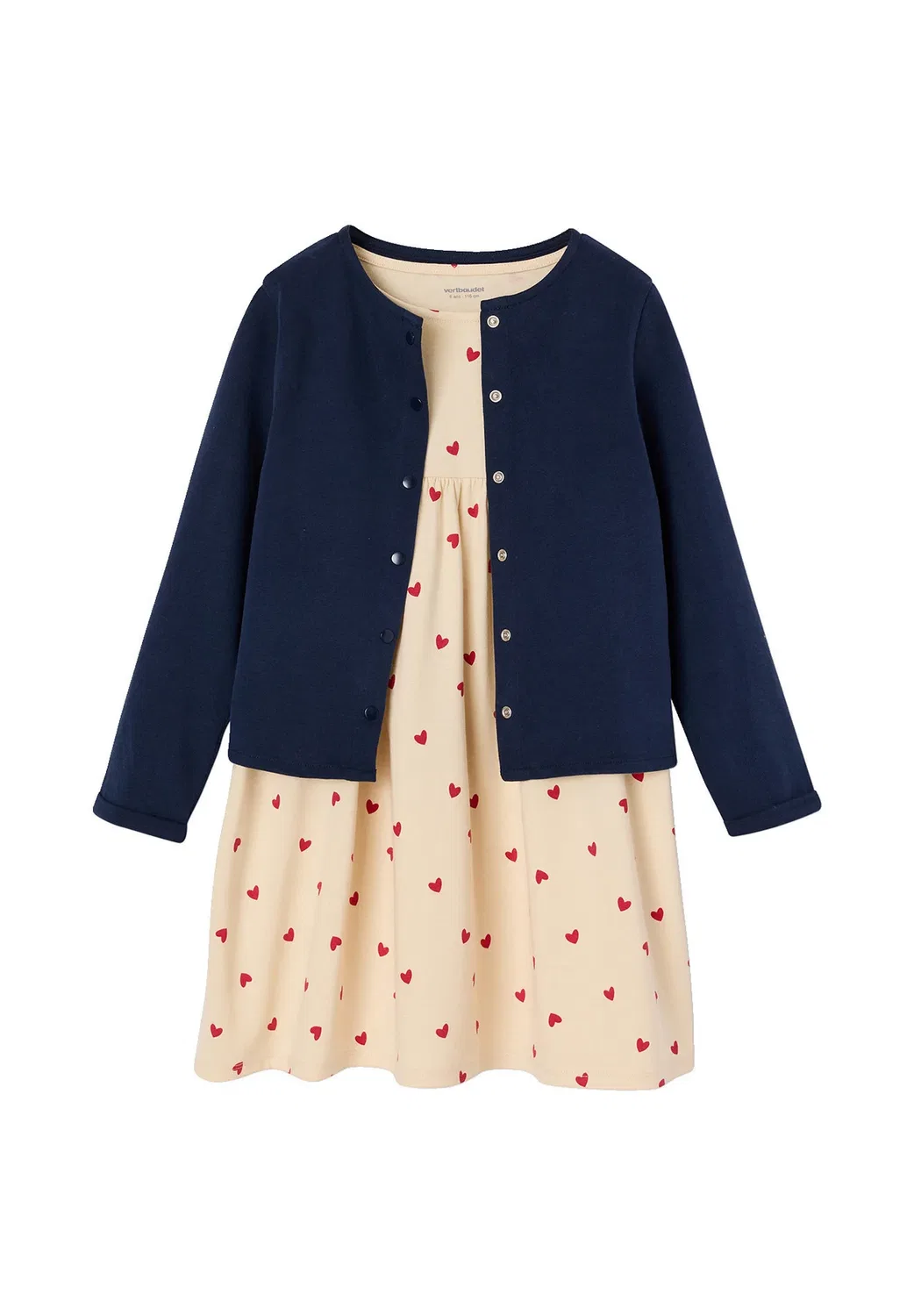 Mädchen-Set: толстовка и Blumenkleid - толстовка на молнии Vertbaudet, Marine