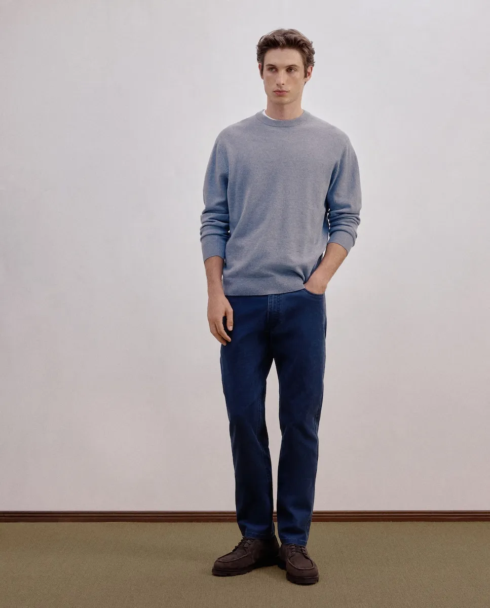 

Мужские брюки с пятью карманами, спортивного стиля, обычного кроя, из хлопка с эластаном Dustin, темно-синий