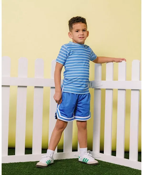 Детские шорты для мальчиков из сетки Retro Courtside Kids, Sky Blue — фото 2
