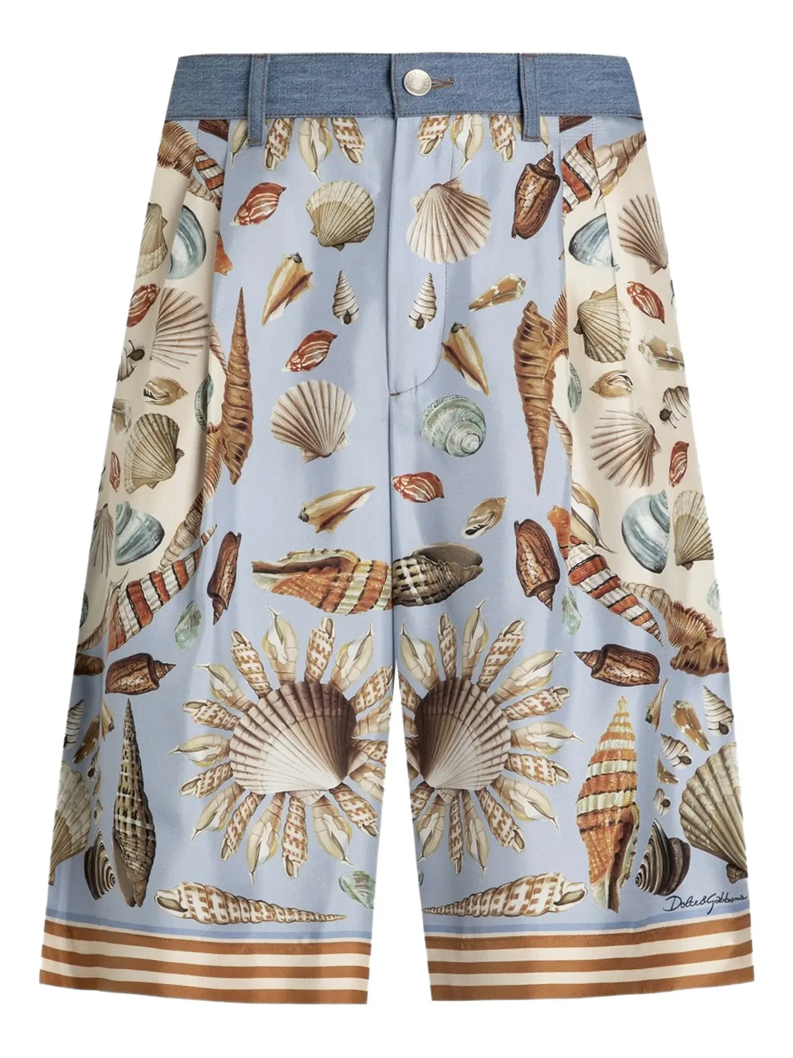 Шорты бермуды из хлопка и шелка небесно-голубого цвета Dolce & Gabbana, небесно-голубой
