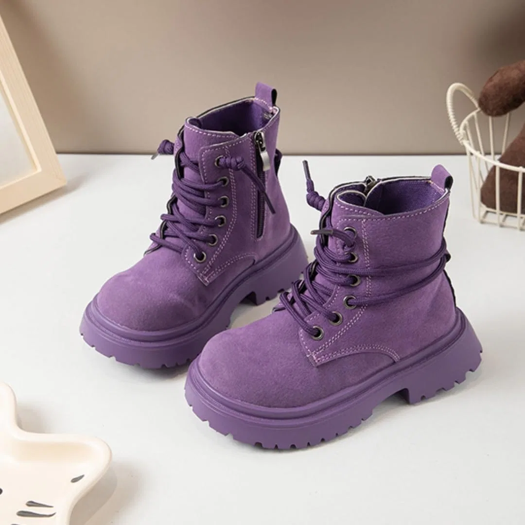 Детские ботинки на молнии сбоку со шнуровкой Canyoule, Purple — фото 4