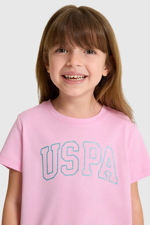 Детская футболка для девочек хлопковая с круглым вырезом U.S. Polo Assn., Pink — фото 2