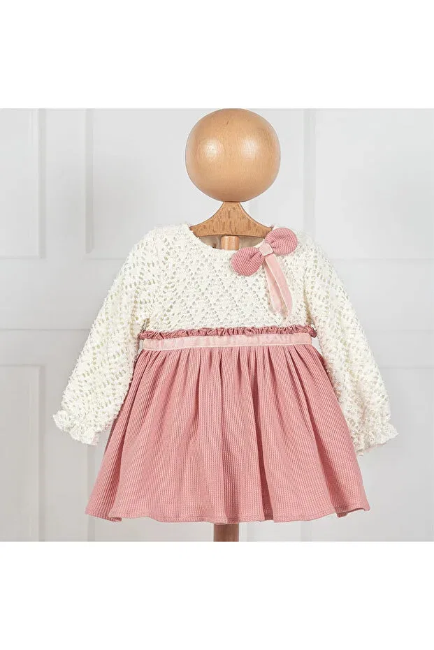 Детское платье для девочек кружевное Elegant lace top and pastel tone baby girl dress Didustore, Pink — фото 2