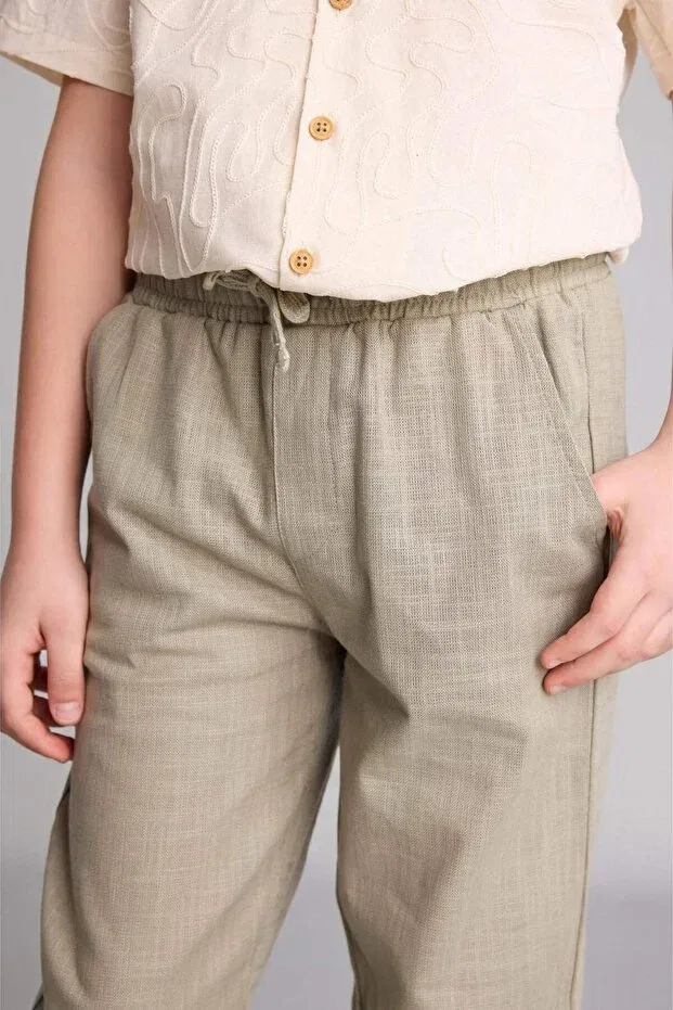 Детские брюки для мальчиков хлопковые Regular Fit Defacto, Khaki — фото 3