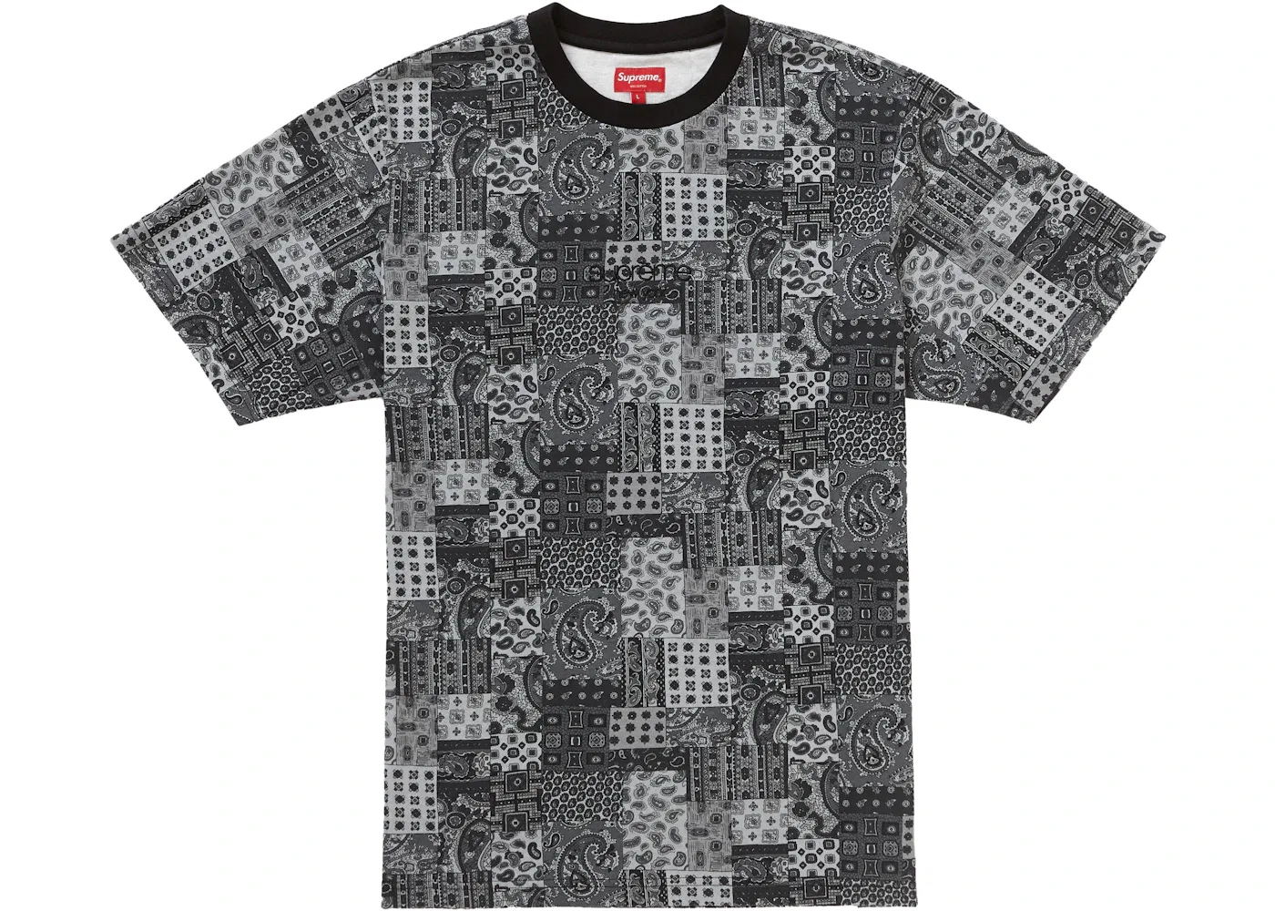 Мужская футболка с принтом Supreme Patchwork Paisley S/S Top, Black