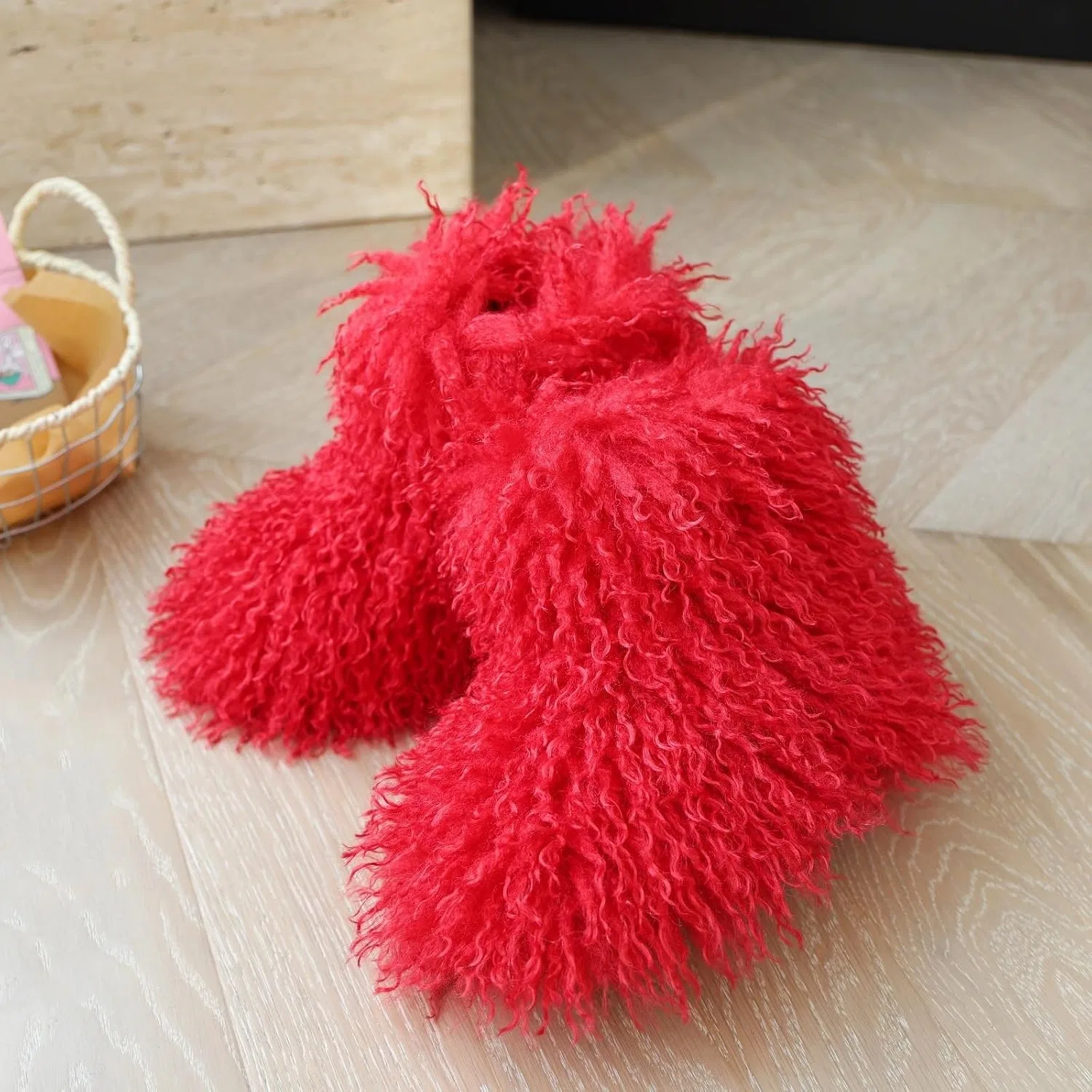 Детские зимние сапоги из искусственного меха с принтом ChicWind, Red — фото 4