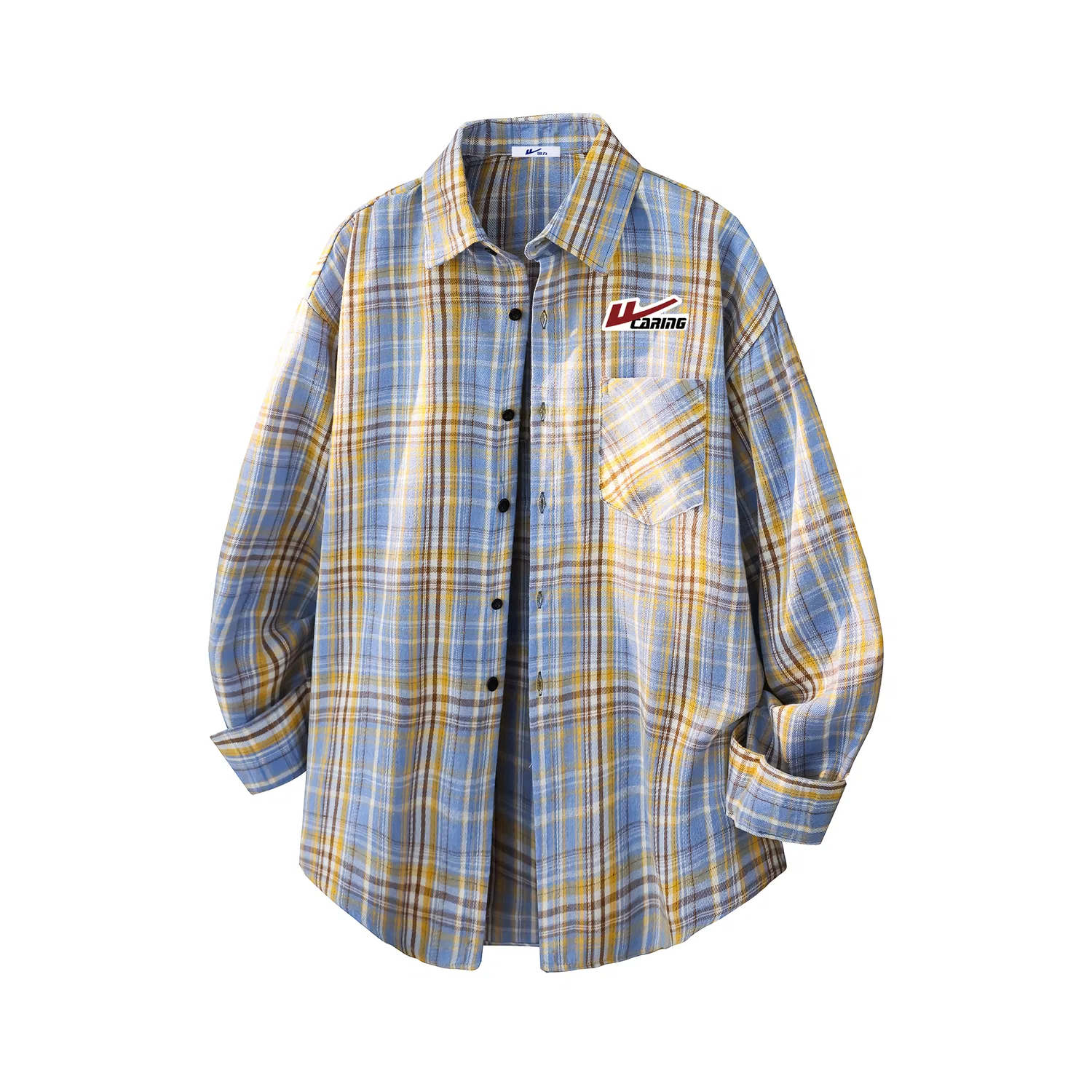 Детская рубашка с воротником и принтом в клетку Yellow Plaid (DIY Badge) WARRIOR