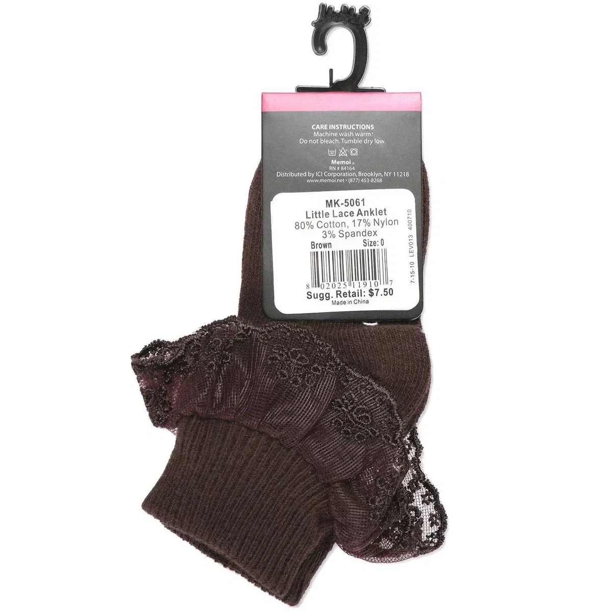 Детские носки с оборкой Модель Classic Lace Girls Ruffle Anklet LEGWEAR, Brown — фото 4