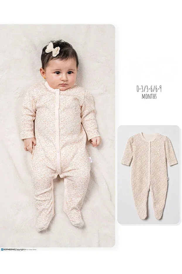Детский комбинезон с длинным рукавом Snap-Fastener floral motif jumpsuit Nalia Baby Wear, Ecru — фото 2