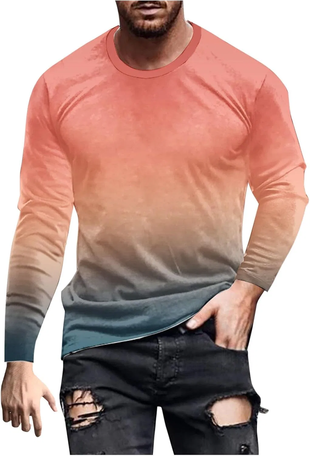 Мужская футболка с длинным рукавом градиентная Active Shirts, Orange