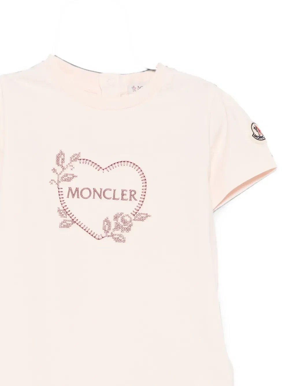 Футболка с вышитым логотипом Moncler Enfant, розовый — фото 3
