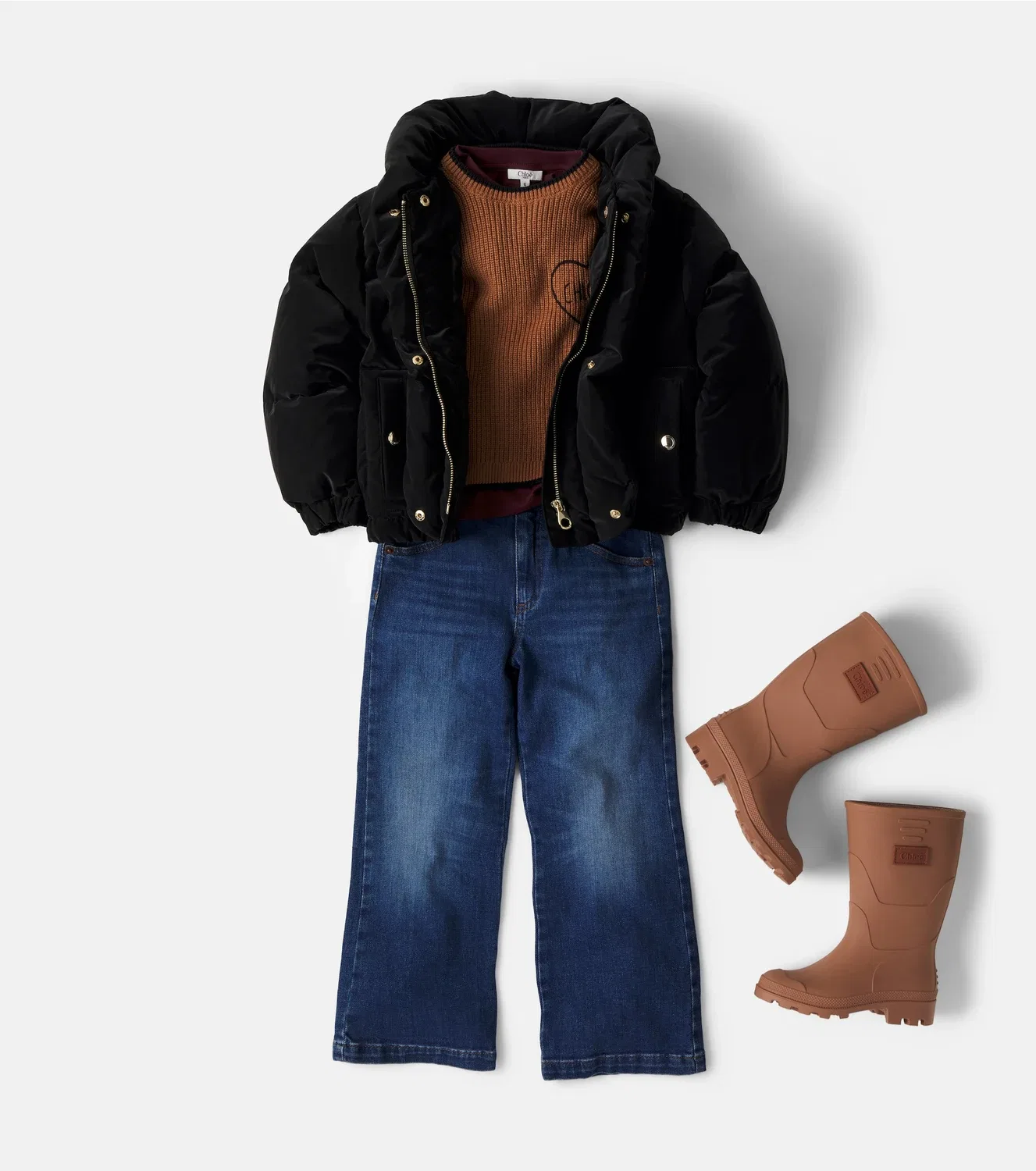Свитшот с круглым вырезом Thrush Chloé Kids, коричневый — фото 2
