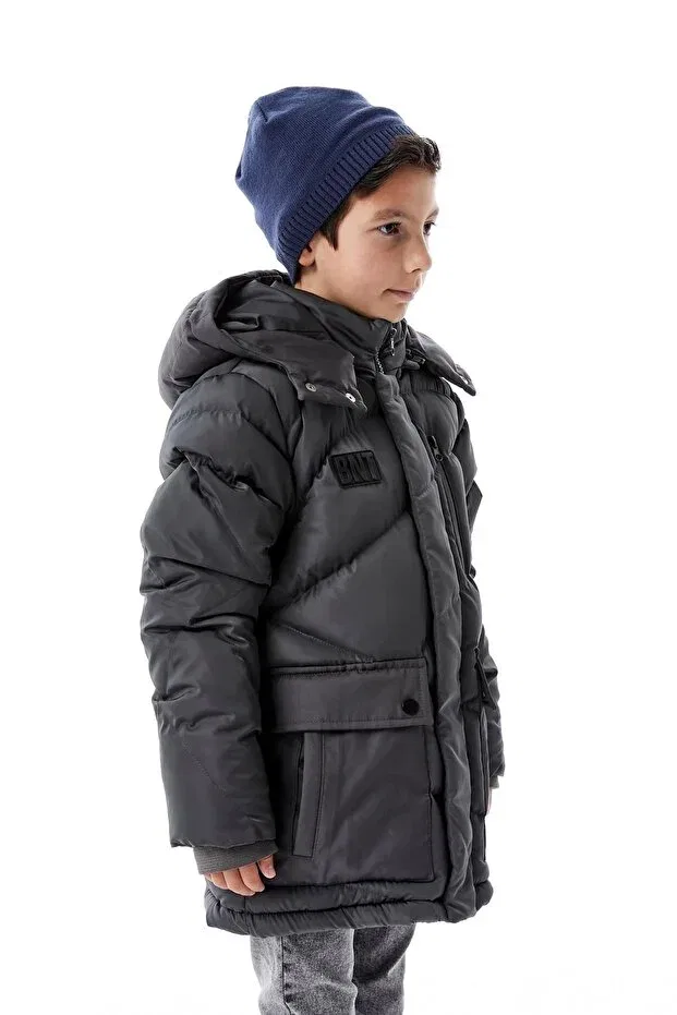 Детское зимнее пальто для мальчиков с капюшоном Benitto Kids, Gray — фото 4